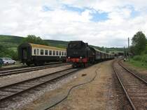 BR 75 1118 der Lokalbahn Amstetten-Gerstetten f�hrt mit dem P105 in F�tzen (Wutachtalbahn)ein. Aufgenommen am 27.5.07
