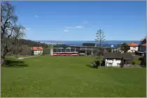 BDeh 3/6 25 in Heiden mit Blick über den Bodensee. (04.04.2018)