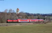 218 409-1 mit dem IRE 4247  Schneeexpress (Stuttgart Hbf-Oberstdorf) bei Stein 24.3.18