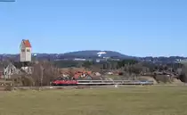 218 428-1 und 218 421-8 mit dem EC 196 (München Hbf-Zürich HB) bei Stein 24.3.18