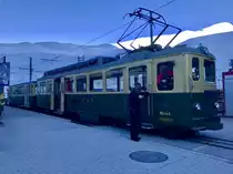BDeh 4/4 115 der WAB, auch die älteren kommen bei Grossanlässen wie hier am Snowpenair zum Einsatz, am 7.4.18 auf der Kleinen Scheidegg.