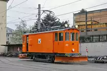 Offizieller Fototermin bei der Hauptwerkstatt der Basler Verkehrsbetriebe. Von den drei Schneepflügen, wird der Xe 2/2 2021 vom Tramclub übernommen, der Xe 2/2 2022 bleibt im Bestand der BVB und der Xe 2/2 2023 wird abgebrochen. Hier sehen wir den Xe 2/2 2022. Die Aufnahme stammt vom 09.04.2018.