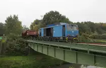 Auf dem Gelände der BAV Aufbereitung Herne GmbH rangierte zum Aufnahmezeitpunkt (28.09.2017) dieses Windhoff-Rangierfahrzeug.
