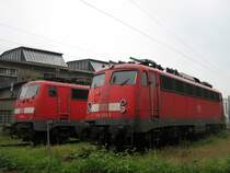BR 111 116-0 und BR 110 356-3 stehen am 29.05.07 im BW D�sseldorf