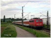 115 198-4 mit AZ 1498 (Kornwestheim - Westerland) am 27.05.07 bei Illingen (W�rttemberg).