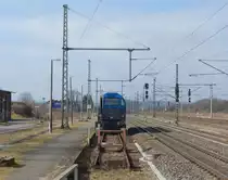 Die einem Brand zum Opfer gefallene SETG 273 013-3 am 30.03.2018 auf dem planm��ig nicht mehr genutzten Gleis 4 in Neudietendorf.