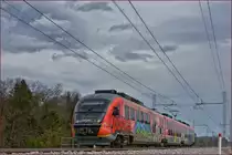SŽ 312-128 fährt an Črešnjevec vorbei Richtung Dobova. /4.4.2018