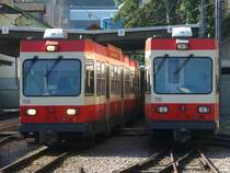 WB - Steuerwagentreff mit Bt 118 + Bt 116 im Bahnhof von Waldenburg am 06.04.2007