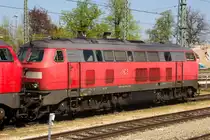 218 465-3 wartet auf den nächsten Einsatz in Lindau. 21.4.18