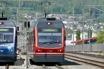 ASM Be 4/8 111  Merkur  am 28.4.18 kurz vor der Einfahrt in Niederbipp.