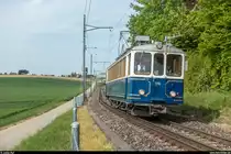 Fest 100 Jahre Bipperlisi am 28. April 2018.<br>
Buffettriebwagen BRe 4/4 116 bei Buchli zwischen Ober- und Niederbipp.