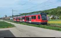 Fest 100 Jahre Bipperlisi am 28. April 2018.<br>
Be 4/8 111  Jupiter  zwischen Ober- und Niederbipp als Regio Solothurn - Langenthal.