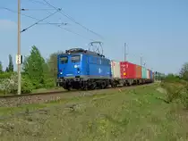 Am 29.04.2018 kam 140 649 mit einem Containerzug aus Richtung Magdeburg nach Stendal und fuhr weiter in Richtung Uelzen.