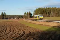 650 707 der agilis als ag 84674 von Bad Steben nach Marktredwitz bei Marktleuthen, 26.02.2017