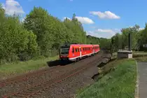 612 141 von Nürnberg auf dem Weg nach Hof. Leider nur noch ein verkürtzter Teil des Franken Sachsen Express. Da man in Hof auf die MRB nach Dresden umsteigen muss. Aufgenommen kurz vor der Endstation Hof in Döhlau/Hof. am 30.04.2018
