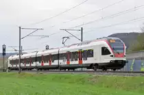 RABe 523 049, auf der S3, fährt Richtung Bahnhof Sissach. Die Aufnahme stammt vom 14.04.2018.