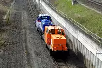 Am 12.04.2018 fuhren die 214 028-9 von der BBL Logistik GmbH, und die 1002 019-0 von ALS aus Richtung Braunschweig nach Stendal .