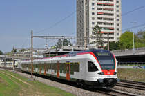 RABe 521 026, auf der S3, fährt Richtung Bahnhof SBB. Die Aufnahme stammt vom 15.04.2018.