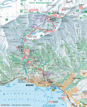 BRB-Streckenkarte. Die vollständig von mir erstellte Grafik zeigt den gesamten Streckenverlauf der Dampfbahn und enthält zusätzliche Informationen. Ersterstellung 2011, Nachführung 2013. Inkl. Relieferstellung total 4 Wochen Fronarbeit.