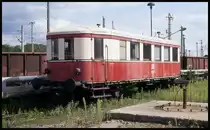 Am 29.8.1993 stand dieser ausgemusterte Triebwagen Beiwagen 190821 im BW Wittenberge.