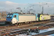 Am 18.01.2017 stand Rpool/BLSC 187 003-9  Hans-Werner  abgestellt zusammen mit Re 485 010-3 im Abstellbereich von BLS Cargo AG in Basel Bad Bf und warteten auf ihre nächste Leistung.