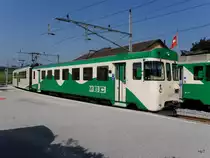 MBC (BAM ) - Regio nach L`isle mont la Ville an der Spitze der Steuerwagen Bt 54 mit dem Triebwagen Be 4/4 36 im Bahnhof von Apples am 06.05.2018