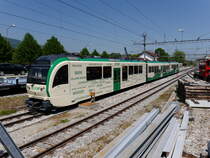 MBC (BAM ) - Triebwagen Be 4/4 37 und B und Be 4/4 abgestellt als Reserve im Bahnhof von Bière am 06.05.2018