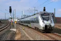 Nachschuss auf 1442 111 (Bombardier Talent 2) der S-Bahn Mitteldeutschland (MDSB II | DB Regio Südost) als S 37642 (S6) von Borna(Leipzig) nach Leipzig Messe, die den Hp Leipzig Nord auf der Bahnstrecke Trebnitz–Leipzig (KBS 251) verlässt. [24.3.2018 | 15:44 Uhr]