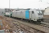 Rpool/HSL 185 691-3 stand am Nachmittag des 30.01.2017 zusammen mit ELL/ecco Rail 193 202 abgestellt im Bahnhofsbereich von Efringen-Kirchen und warteten dort auf ihre nächsten Leistungen.