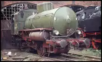 Dampfspeicherlok ex VEB Papier Niederschlema Lok 1 am 25.9.1993 im Museums BW Schwarzenberg.