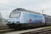 Re 465 016-4 wartet in der Abstellanlage beim Badischen Bahnhof auf den nächsten Einsatz. Die Aufnahme stammt vom 17.05.2018.