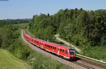 612 007-4 und 612 123-9 als RE 3285/RE 3385  (Lindau Hbf/Oberstdorf-Augsburg Hbf) bei Martinszell 8.5.18