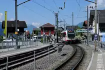 ZB: Regionalzug Interlaken-Ost - Meiringen mit dem ABeh 161 012  MEIRINGEN  anlässlich der Bahnhofseinfahrt Brienz am 18. Mai 2018.
Foto: Walter Ruetsch 