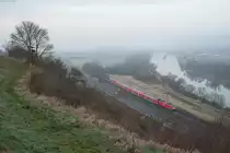 Früh morgens noch vor Sonnenaufgang war bereits eine 146 mit dem RE 4598 von Würzburg nach Frankfurt am Main unterwegs, 16.03.2017