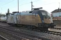 Hoher Besuch gab es am 03.02.2017 in Efringen-Kirchen, als dort MRCE/ecco Rail ES 64 U2-023 (182 523-1)  Kaiser Franz Joseph von Österreich  im dortigen Bahnhofsbereich abgestellt stand und auf ihre nächste Aufgabe wartete.