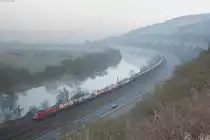 1116 163 mit einem KLV Zug bei Himmelstadt Richtung Würzburg, 16.03.2017