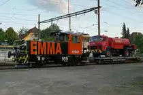 Regionalverkehr Bern-Solothur.
Auch dieses Jahr ist der fotogene Dienstzug mit dem SAURER D 290 auf dem RBS unterwegs. Am 24 Mai 2018 wurde diese Rarität mit der Tmf 2/2 169 EMMA in Bätterkinden beobachtet.
Foto: Walter Ruetsch 