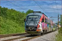 SŽ 312-136 fährt durch Maribor-Tabor Richtung Dobova. /18.5.2018