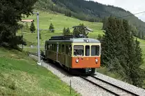 Bergbahn Lauterbrunnen-Mürren.
VOM OBERAARGAU IN DAS BERNER OBERLAND.
Be 4/4 31 LISI mit Güterwagen zwischen Winteregg und Grütschalp nach Mürren unterwegs am 24. Mai 2018.
Foto: Walter Ruetsch

