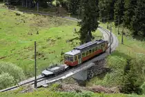 Bergbahn Lauterbrunnen-Mürren.
VOM OBERAARGAU IN DAS BERNER OBERLAND.
Be 4/4 31 LISI mit Güterwagen zwischen Winteregg und Grütschalp unterwegs am 24. Mai 2018.
Foto: Walter Ruetsch
