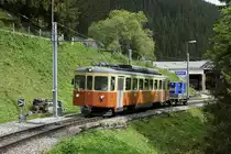 Bergbahn Lauterbrunnen-Mürren.
VOM OBERAARGAU IN DAS BERNER OBERLAND.
Be 4/4 31 LISI auf der Fahrt nach Mürren kurz nach dem Bahnhof Grütschalp am 24. Mai 2018.
Foto: Walter Ruetsch
