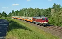 132 334 der EBS führte am 21.05.18 ihren Sonderzug von Binz zurück nach Erfurt. Hier passiert die Ludmilla Muldenstein Richtung Halle(S).