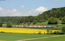 185 523-8 mit dem DGS 41563 (Bettembourg-München Laim Rbf) bei Urspring 12.5.18
