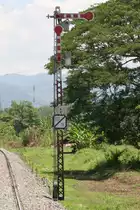 Südliches Einfahrsignal der Ban Dan Station, Blickrichtung Chiang Mai, am 19.Mai 2018.