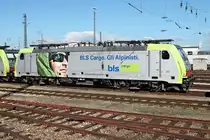 Abgestellt im nördlichen Vorfeld von Basel Bad Bf, stand am 10.03.2017 die Re 486 503  mit weiteren Schwetsermaschienen und wartete dort auf ihren nächsten Einsatz.