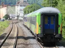 14.6.2018. Wegen Bauarbeiten auf der Schnellfahrstrecke wurde FLX 1818 umgeleitet, aus dem heraus das Bild gemacht wurde. Bei Melsungen begegnet ihm Gegenzug FLX 1817 mit 3 Wagen, der zu Testfahrten vor Betriebsaufnahme zum 21.6 unterwegs ist.
