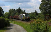 Die 193 218  Ludwig van Beethoven mit einen Eano Ganzzug bei der Ausfahrt in Plauen am ehemaligem BK Hasselbrunn. Aufgenommen am 17.06.2018