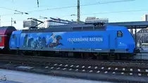 Die Elektrolokomotive 146 013-8 Anfang April 2018 auf dem Hauptbahnhof in Dresden.