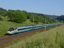 Der tschechische Pendolino 682 005war am Morgen des 27.Mai als SC 241  Pendolino Košičan  von Praha hl.n nach Košice unterwegs und wurde von mir in Česká Třebová fotografiert.
