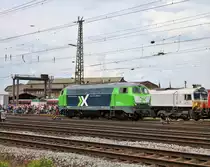 AixRail 225 073-6 am 16.06.18 in Koblenz Lützel beim Sommerfest von einen Gehweg aus fotografiert